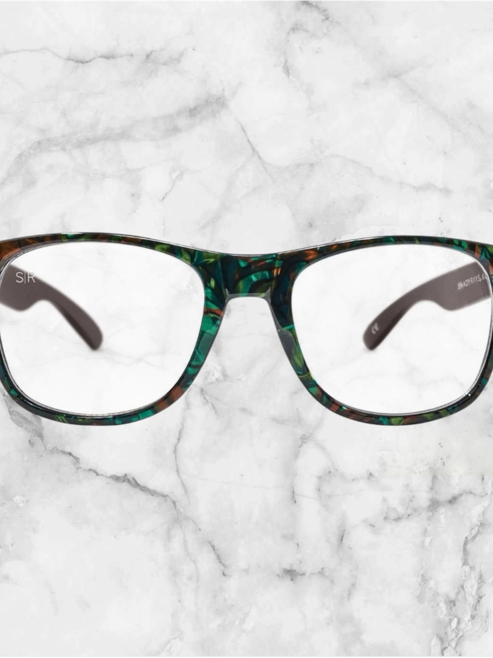 ShadyRays abalone seashell Green Tortoiseshell Glasses  with BlueShade lenses